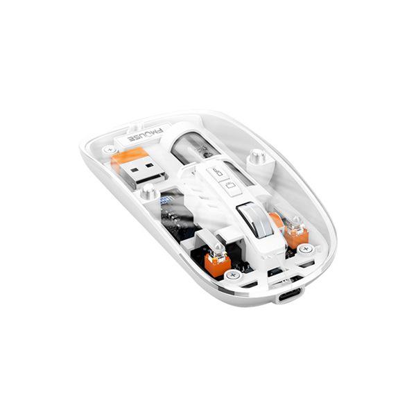 FMOUSE M233 Белая ABS Беспроводная Bluetooth Трехрежимная Перезаряжаемая Прозрачная Мышь