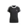 Originals Trefoil Three-Stripe Colorblock Short Sleeve T-Shirt Women Tops Black IK4051