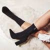 Модные женские ботинки, черные эластичные ботильоны с острым носком, осенне-зимние женские носки на высоком каблуке с застежкой-молнией и сапоги