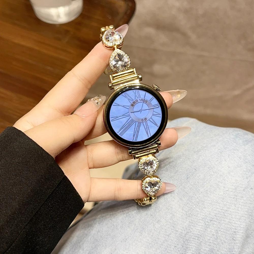 Женский бриллиантовый браслет для умных часов Huawei GT 4 41 мм, ремешок 18 мм 20 мм 22 мм для Samsung Galaxy 6 Classic 47 мм 43 мм 5 6 40 мм 44 мм