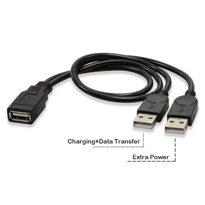 Разветвитель USB-кабеля Передача данных Шнур питания 30 см USB 2.0 Двойной female-male Штекер Провод Конвертер Зарядка Удлинительная линия