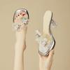 Crystal Heel High Heel Slippers Women's Outer Wear Summer 2025 New Temperament Thick Heel Fashion Sandals Women's Transparent Cool Slippers