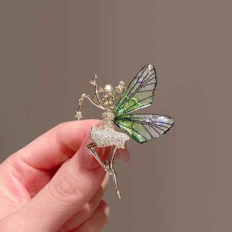 Броши для женщин Красивые Танцовщицы Девушки Элегантные Крылья Ангела Фея Бабочка Стразы Одежда Свадебные Ювелирные Аксессуары