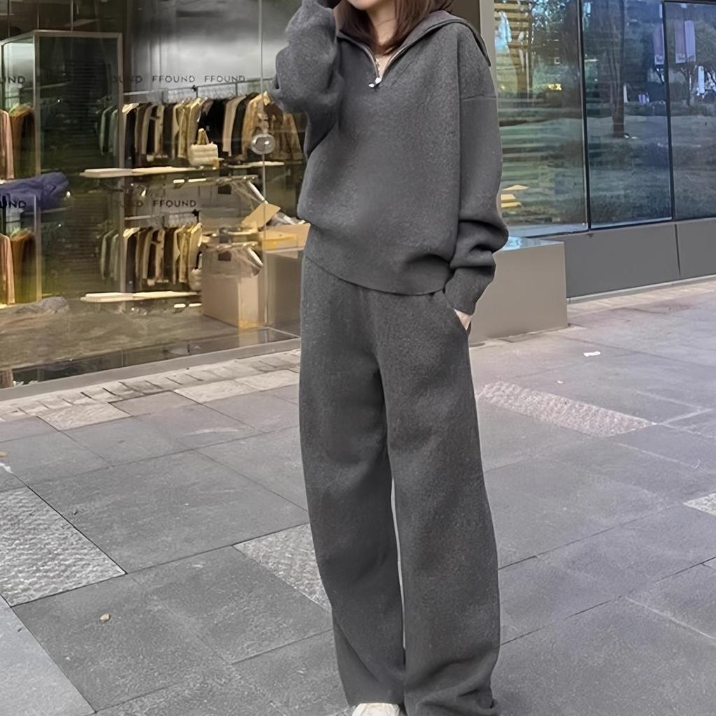 Повседневный спортивный костюм большого размера для женщин, модный тренд осени и зимы, свободный дизайн, двухпредметный