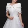 Women White Faux Fur Bridal Wrap Stole Shawl Wedding Artificial Embellishment Winter Jacket Coat