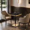 Square Dining Table UV Panel Marble Look Metal Frame Modern