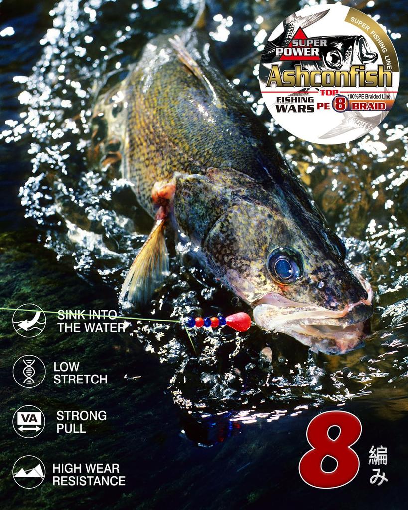 Ashconfish PE Леска 8-жильная Леска 1000м Суперпрочная Высокая Чувствительность Износостойкая Малорастяжимая Леска Леска Черная