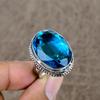 Blue Topaz Genstone Handmade 925 Sterling Silver Jewelry Ring Size 8 KKG-473