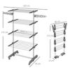 Four-Shelf Collapsing Clothes Horse, With Side Arms and Wheels - Grey
