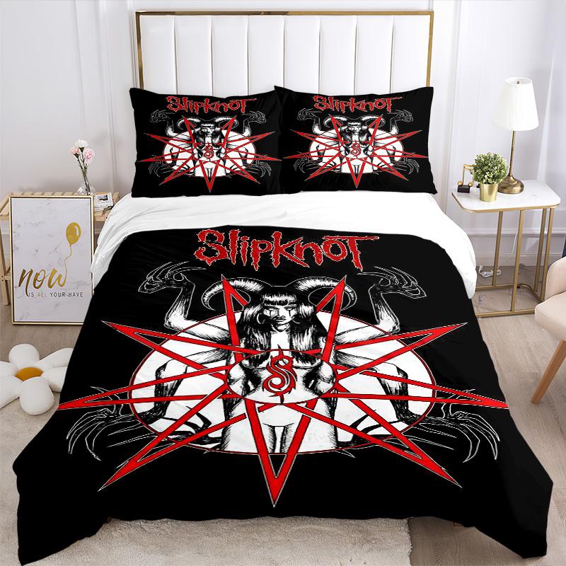 Metal Band Logo Print 3Pcs Bedding Setduvet Cover With 2 Bedropillowcase Home Birthday Gift