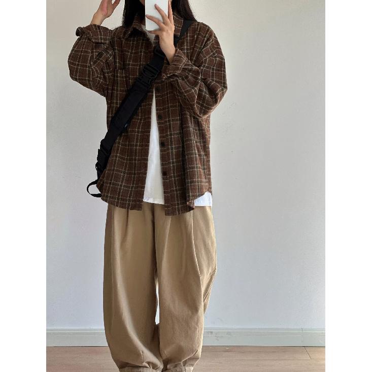 2024 Клетчатая рубашка с длинным рукавом в японском стиле Гонконга Ins Свободная рубашка для мальчиков Летнее модное универсальное повседневное пальто