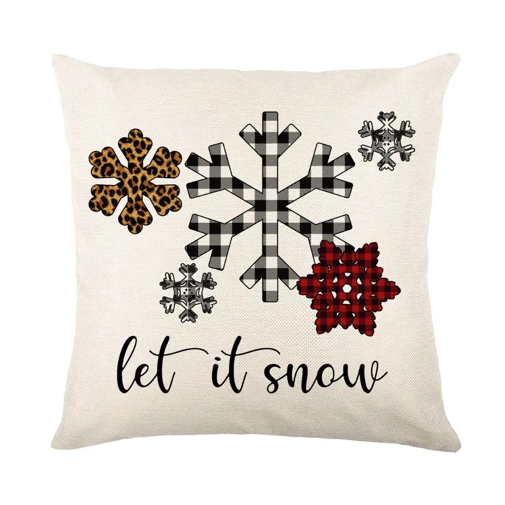 Christmas Cushion Cover Linen Pillow Covers Holiday Decoration Home Decor Salon Sofa Pillow Case Throw/Couch