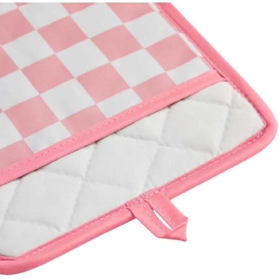 Pink Checkered Pot Holder, Checkerboard Potholders for Kitchen, Silicone Pot Holders with Pocket for Kitchen Clearance 2 Pack Set, Hot Pads and Oven
