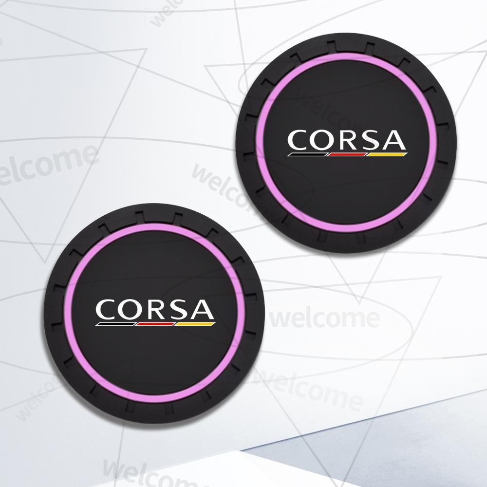 2pcs PVC For Opel Corsa Insignia LOGO OPC Line GTC Vauxhall Car Coaster Water Cup Anti-Slip Silicone Pads Interior Decoration