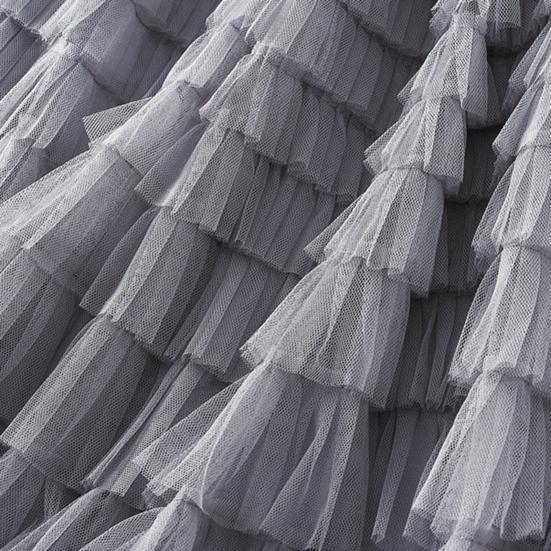 Женская юбка трапециевидной формы с высокой талией, большой распашной оборкой, сплошной цвет, разбросанный подол, плиссированная лоскутная однотонная юбка макси с эластичной резинкой на талии в стиле принцессы