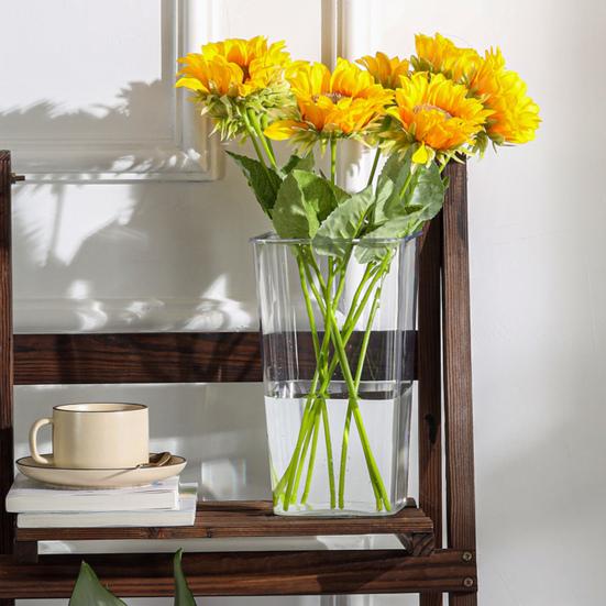 Прозрачное акриловое ведро для цветов, конический держатель для цветов, высокая ваза для цветов, центральный элемент для дома, свадьбы, гостиной, флористических композиций