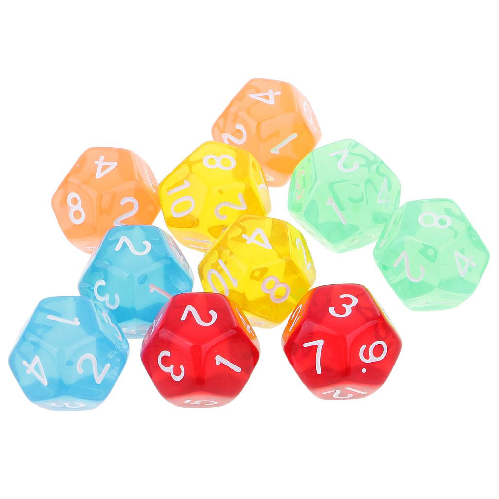 10pcs 12 Sided D12 Polyhedral Game Role Playing