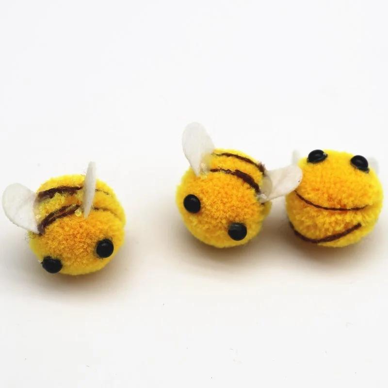 20x Bee Pompom Hair Balls Polyester Child Headdresses DIY Handmade Wedding Figurines Party Decorations Home Clothing Accessories
