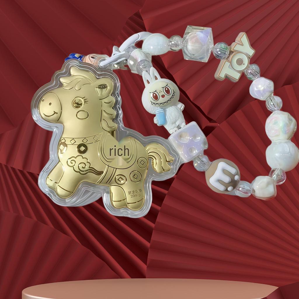 Кулон-брелок для ключей в виде лошади из чистого золота 999 пробы: Талисман мгновенного богатства для телефона, сумки или автомобиля