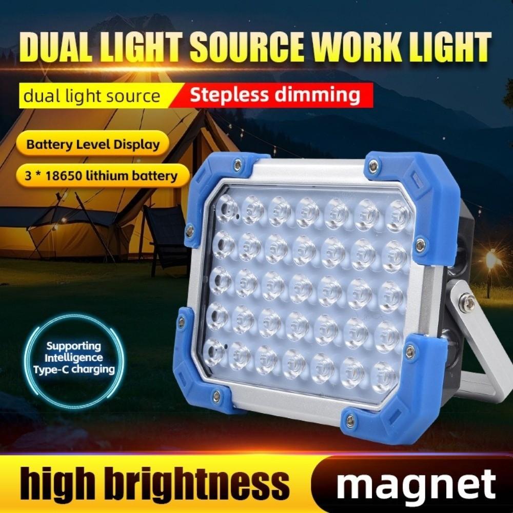 USB-Rechargeable Portable Camping Light Waterproof Built-in 18650 Battery Emergency Lighting Digital Display Magnetic