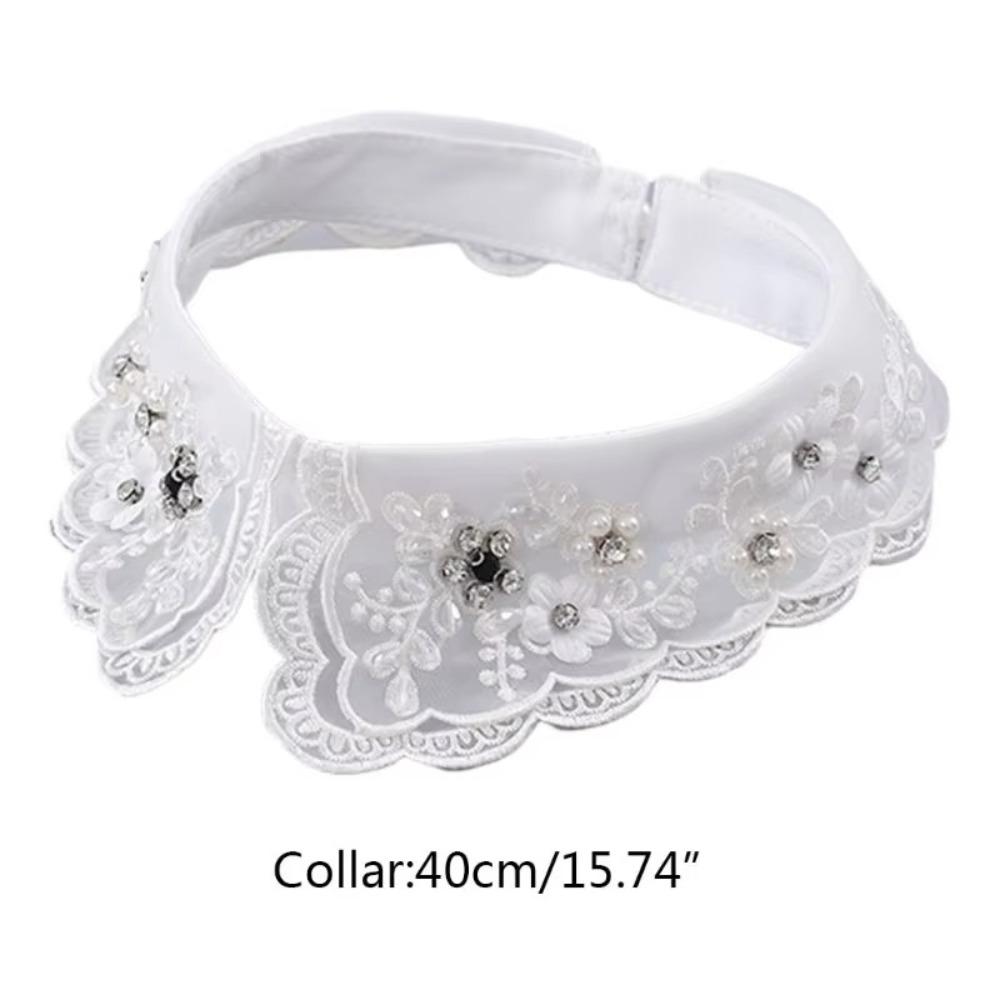 Lace Up Shawl Fake Collar Imitation Pearl Shirt Collar Accessory Women