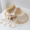 Summer Parent-child Straw Flat Top Straw Hat Girls Big Edge Raffia Burr Ribbon Children's Sunshade Mother and Daughter Beach Hat