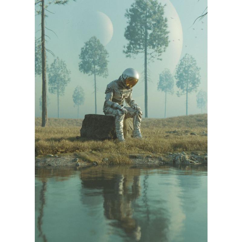 Fantasy Astronaut Canvas Poster Abstract Adventure Wall Picture for Living Room Bedroom Playroom Bar Club Modern Home Decor Gift