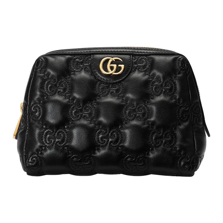 GUCCI GG Matelassé Leather Clutch Storage Bag Makeup Bag Small Women's Black (Unisex) Makeup Bags 726047 UM8IG 1000