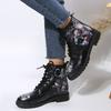 2025 New Women's Shoes Winter Lace-up Outdoor Martin Boots Personalized Graffiti Cartoon Punk Fashion Boots Women