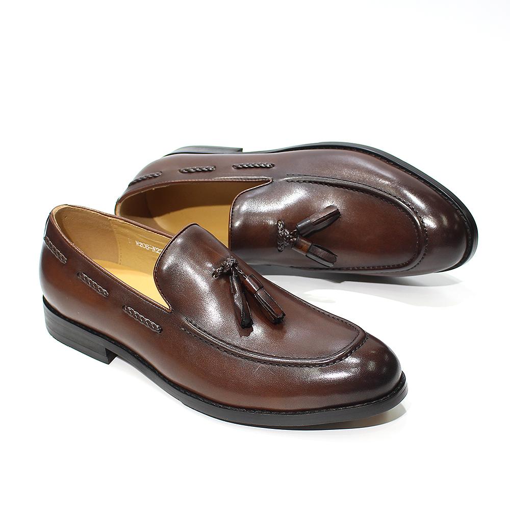 Fashion Classic Men's Genuine Cow Leather Tassel Loafers Slip-On Formal Dress Shoes Plain Toe Office Casual Loafers for Daily Wear