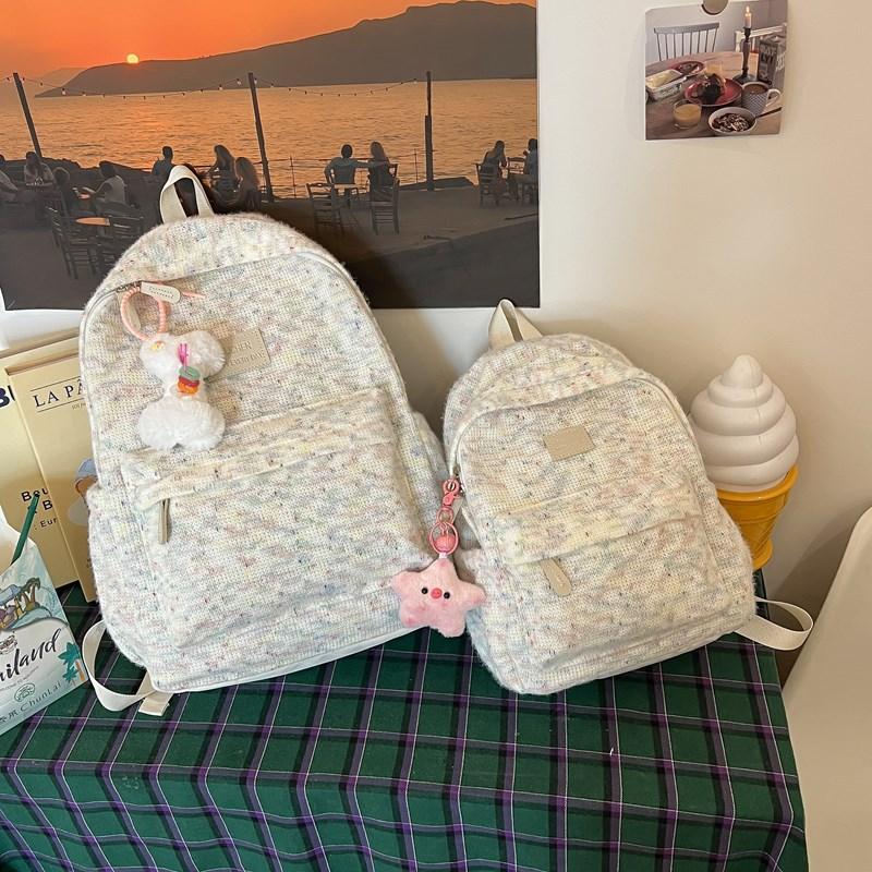 Schoolbag Female simple small fresh rainbow backpack Japanese ins Korean version of college style cute junior high school backpack