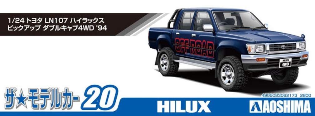 AOSHIMA Модель автомобиля Toyota LN107 Hilux Pickup Double Cab 4WD 1994 Пластиковая модель 1/24 № 20