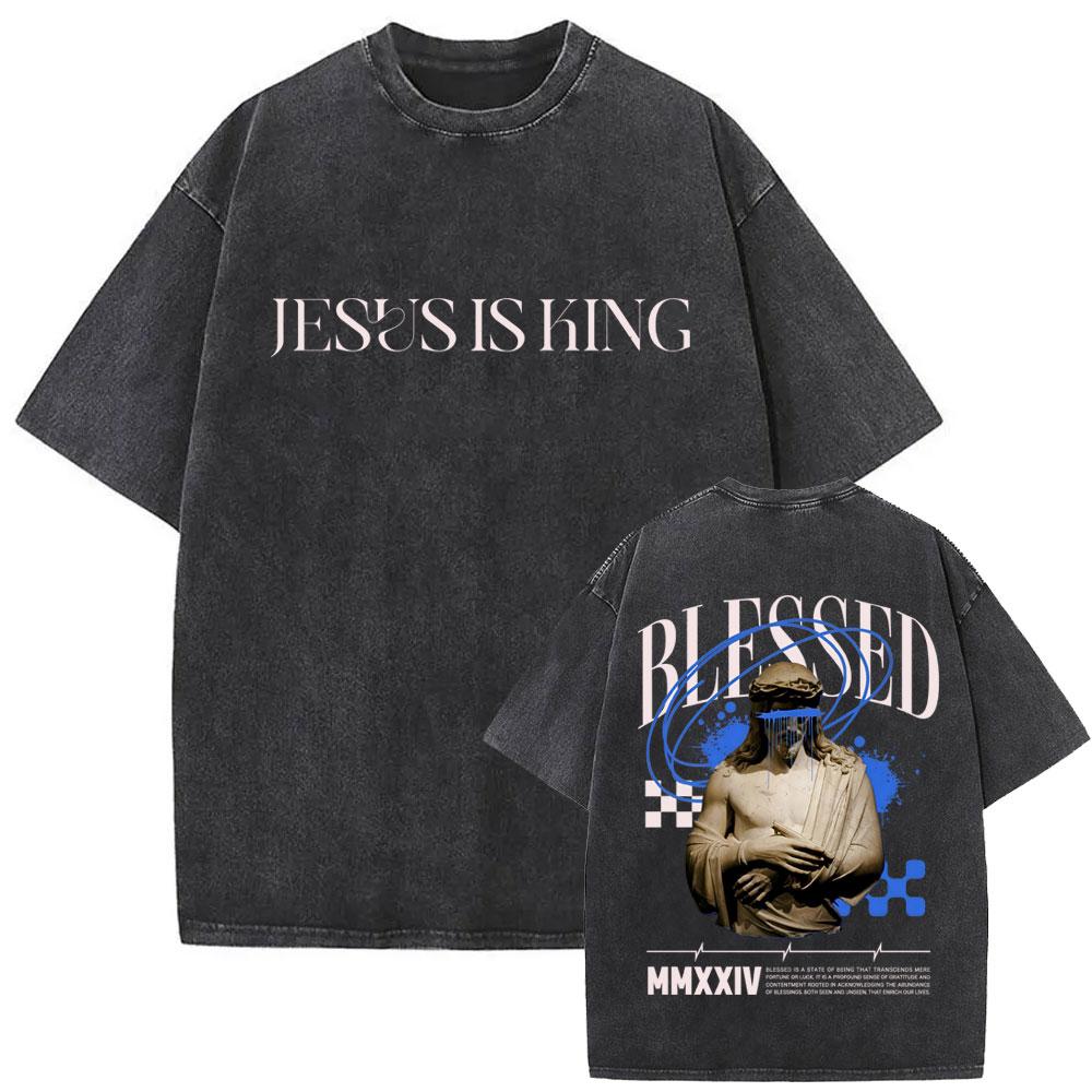 Christian Religious Series Jesus Vintage Washed T-shirt Men Women Gothic Rock Oversized Short Sleeve T Shirts Hip Hop Streetwear