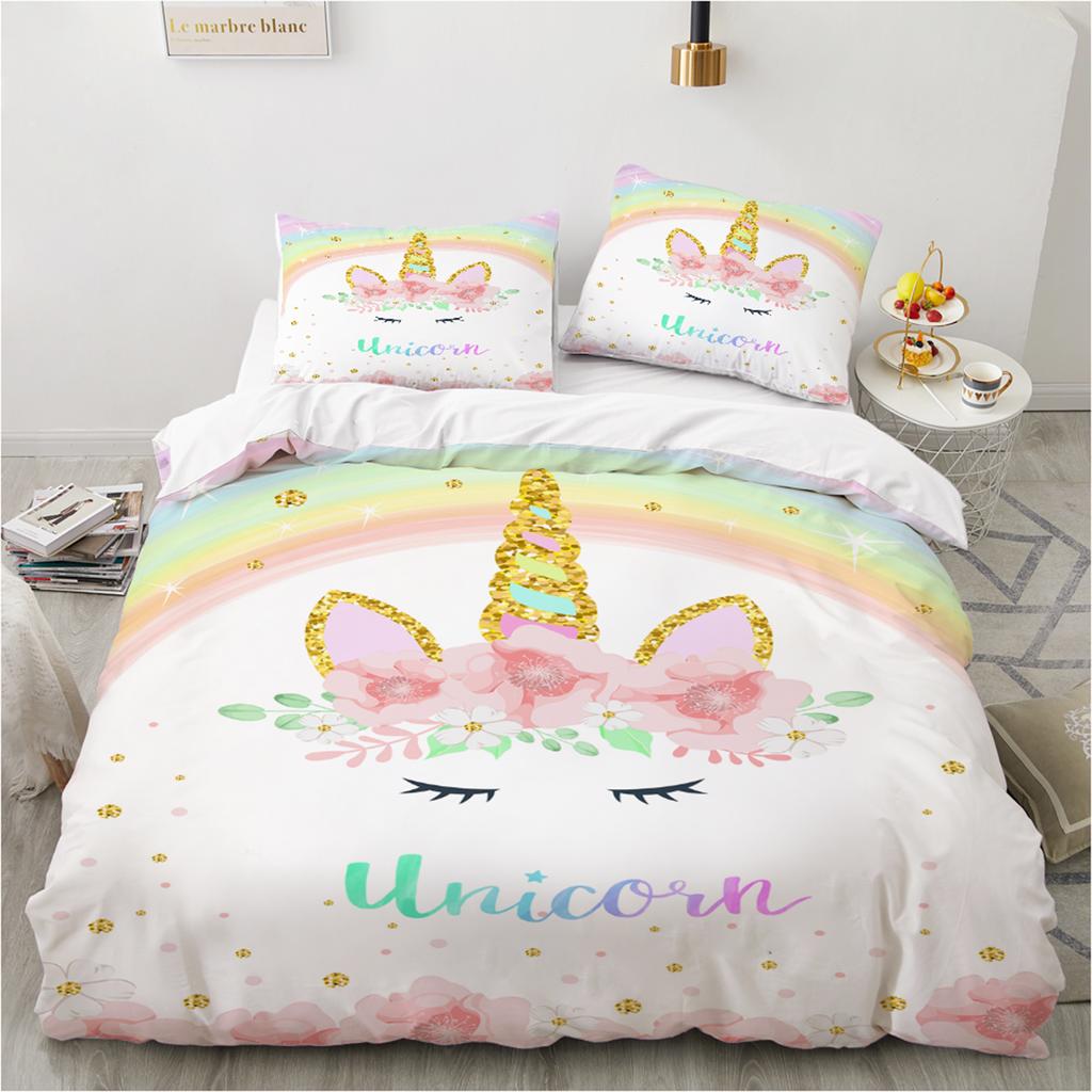 Комплект постельного белья с 3D волшебным единорогом для мальчиков и девочек, размер Twin Queen Size, пододеяльник, наволочка, кровать для детей и взрослых, модный домашний текстиль, текстиль