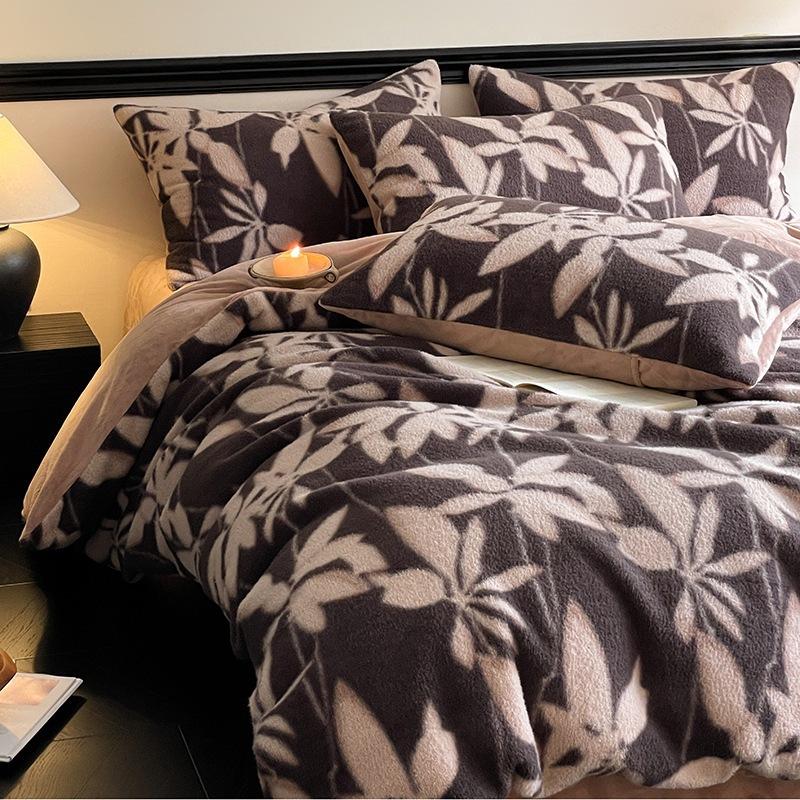 High-Grade Gorgeous A Version 350G Dolly Cashmere B Version 230G Thermal Oxygen Fleece Four-Piece Set Thickened Milk Fleece Sheets