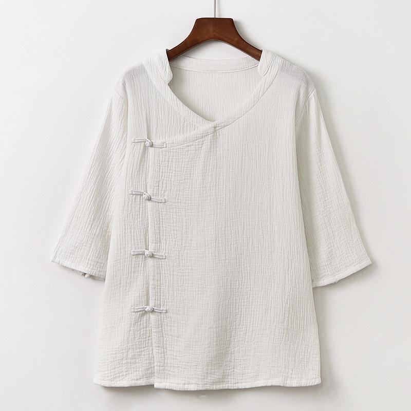 Wow, new Chinese women's clothing, spring and summer new retro tops, women's Chinese style button-up zen shirt, tea art clothes