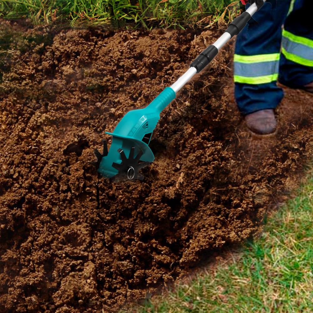 Yofidra Электрический садовый культиватор, газонокосилка, роторный культиватор для обработки почвы, садовый инструмент, подходящий для аккумуляторных штифтов Makita 18 В