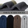 5 Pairs Men Warm Winter Socks Fleece Lined Crew Socks Color Block Thickened Thermal Socks for Daily Wear Street Work Sports
