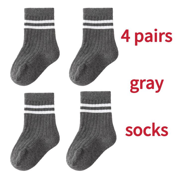 4 пары/комплект Детские носки в полоску из чистого хлопка в рубчик для малышей, носки до щиколотки, упаковка, мягкие детские аксессуары, одежда для мальчиков 0-5 лет