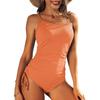 CHARMLEAKS Ribbed One Piece Swimsuits for Women Tie Side High Cut Bathing Suits Padded Monokinis
