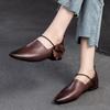 Retro Flower Pointed Four Seasons Shoes Genuine Leather Comfortable Soft Sole Women's Shoes