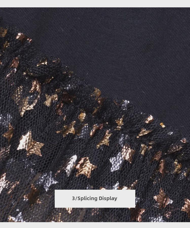 2024 Spring/Summer Girls' Sequin Mesh Princess Dress - Korean-Style Elegant Puffy Skirt