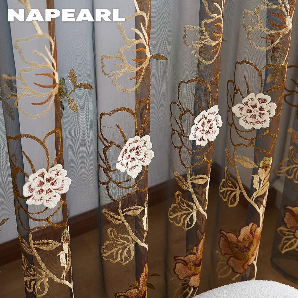 1 шт. NAPEARL роскошные китайские ретро-цветочные вышитые полупрозрачные шторы для гостиной спальни домашнего декора