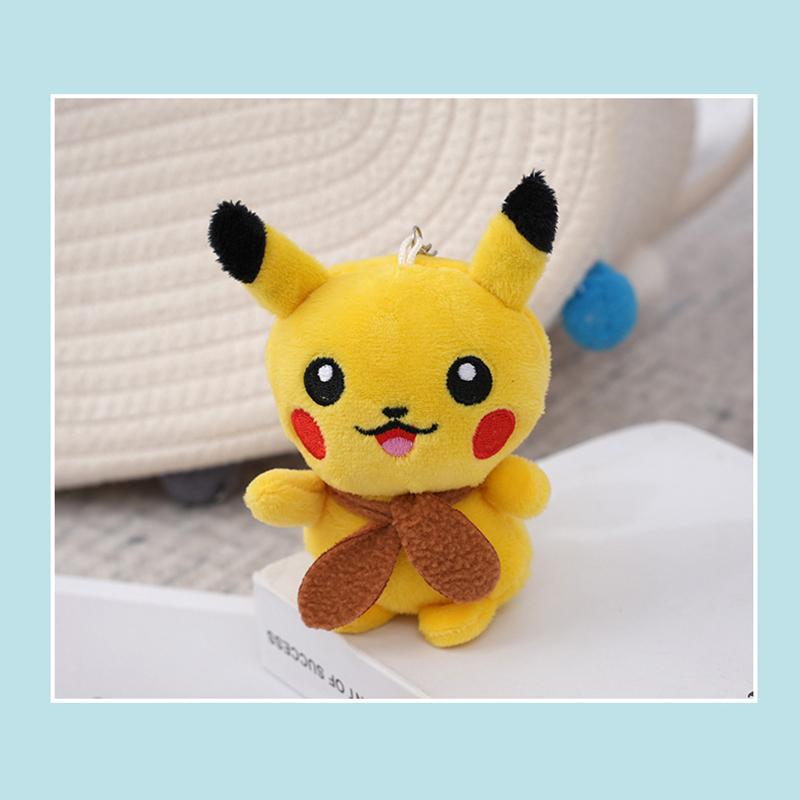 Брелок для ключей Pokemon Pikachu Plush, мультяшная милая кукла, парная сумка, подвеска, брелок для автомобиля, плюшевая игрушка Pikachu, подарок для ребенка