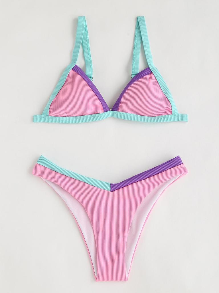 Yi Yong 2024 Сексуальный купальник бикини в стиле пэчворк с цветными блоками Женский купальник