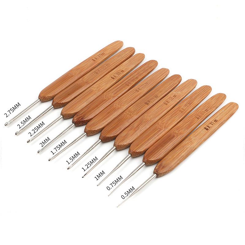 Бамбуковая ручка Крючок для вязания своими руками Инструменты для ручного вязания Бытовой набор Шерстяная игла Крючок с круглой головкой Спица для свитера Полный набор спиц