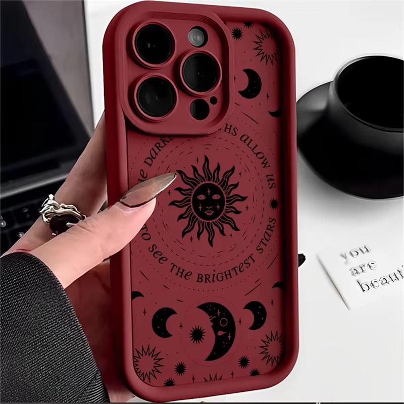 Роскошный Ретро Чехол для Телефона Луна Солнце Бог Для iPhone 17 Air 16 e 15 14 13 12 11 Pro Max Plus Mini SE Мягкий Бампер