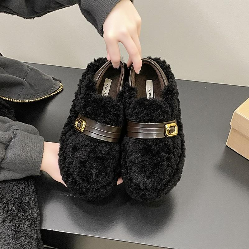 Lamb wool shoes women wear European products in winter, piled bean shoes keep warm, thick soles increase height, pregnant women's cotton shoes