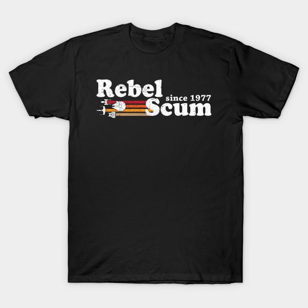 Men Black Print T-shirt Rebel Scum Since 1977 No-Cut Transfer Paper Print Cotton Tshirt