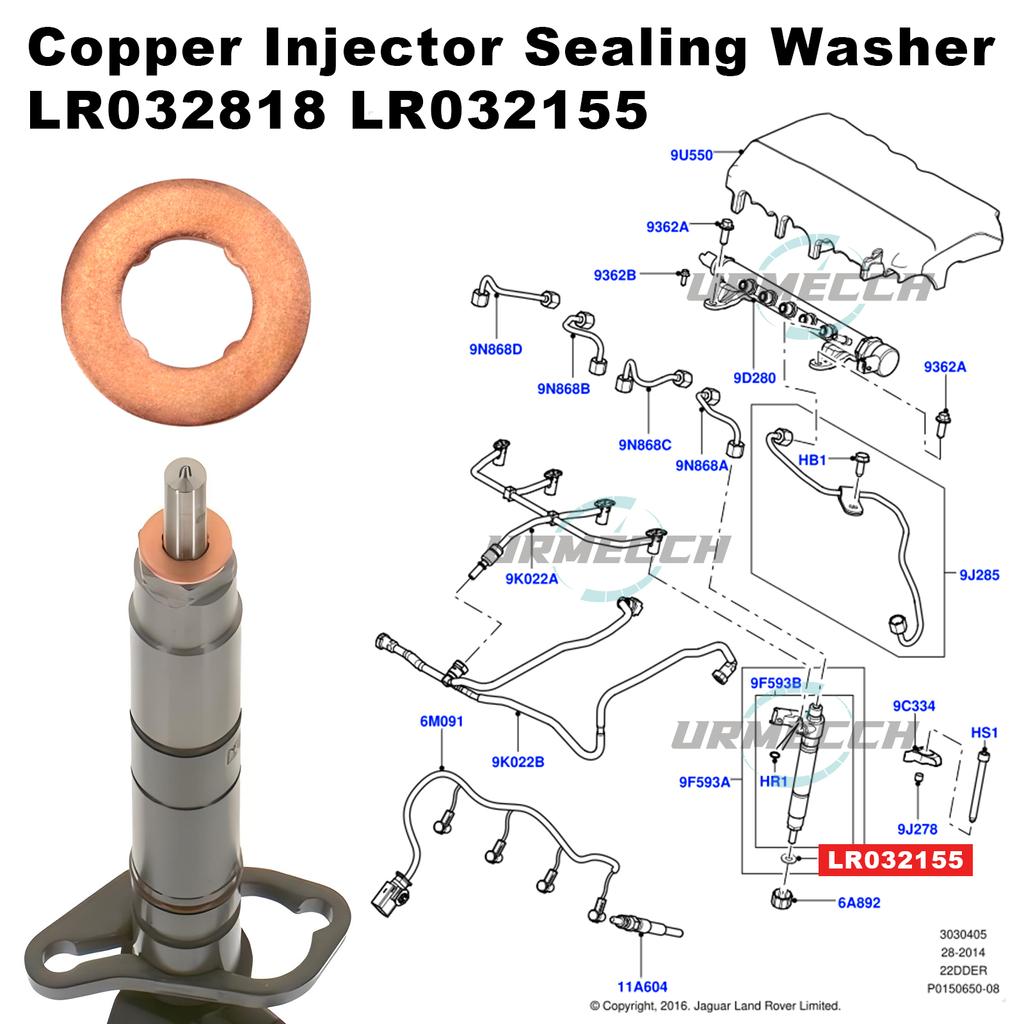 Для Range Rover Sport Land Rover Discovery Jaguar Комплект уплотнительных колец для инжектора LR054612 LR022992 LR032818 3.0L TDV6 SDV6